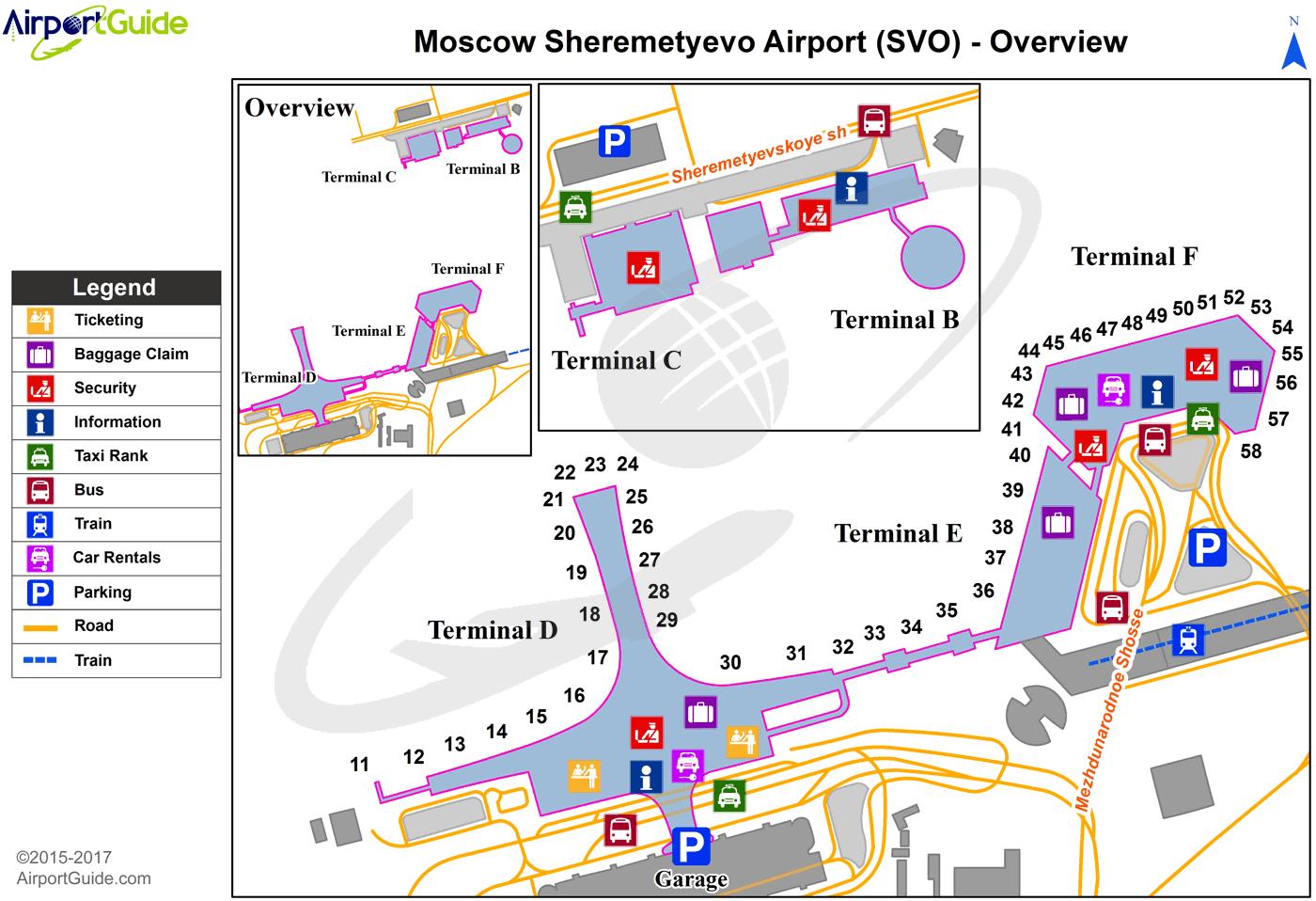 Схема терминалов в шереметьево и сообщение между ними