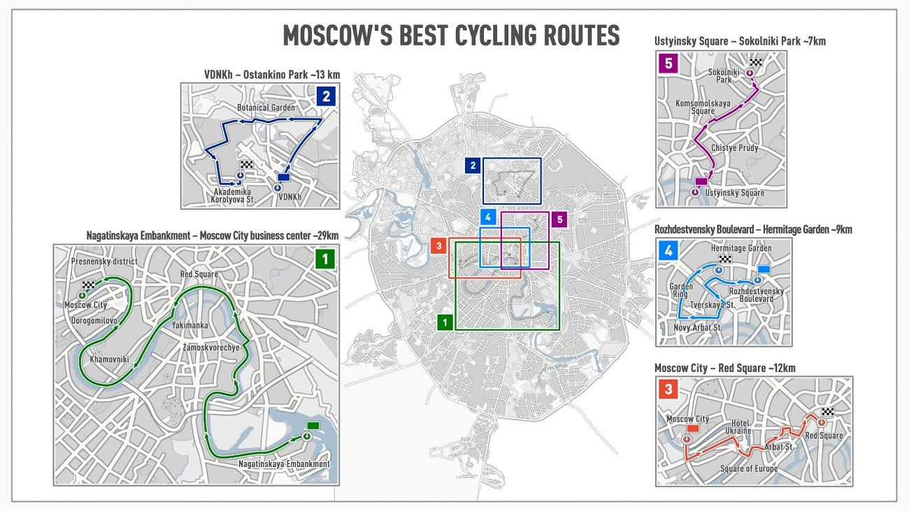 Схема велодорожек в москве на карте москвы