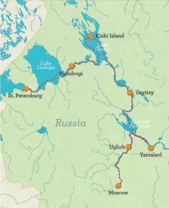 карта Санкт-Петербурга в Москву круиз