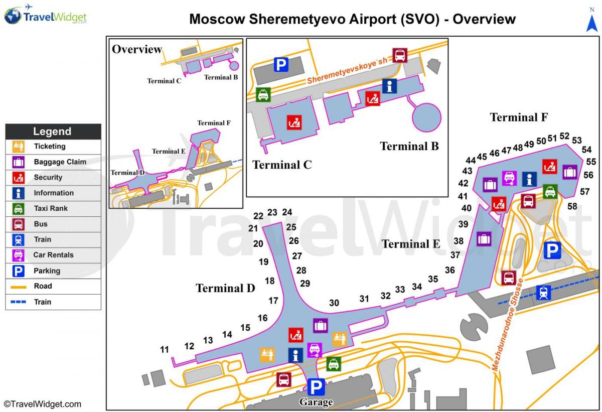 Карта Шереметьево терминалов